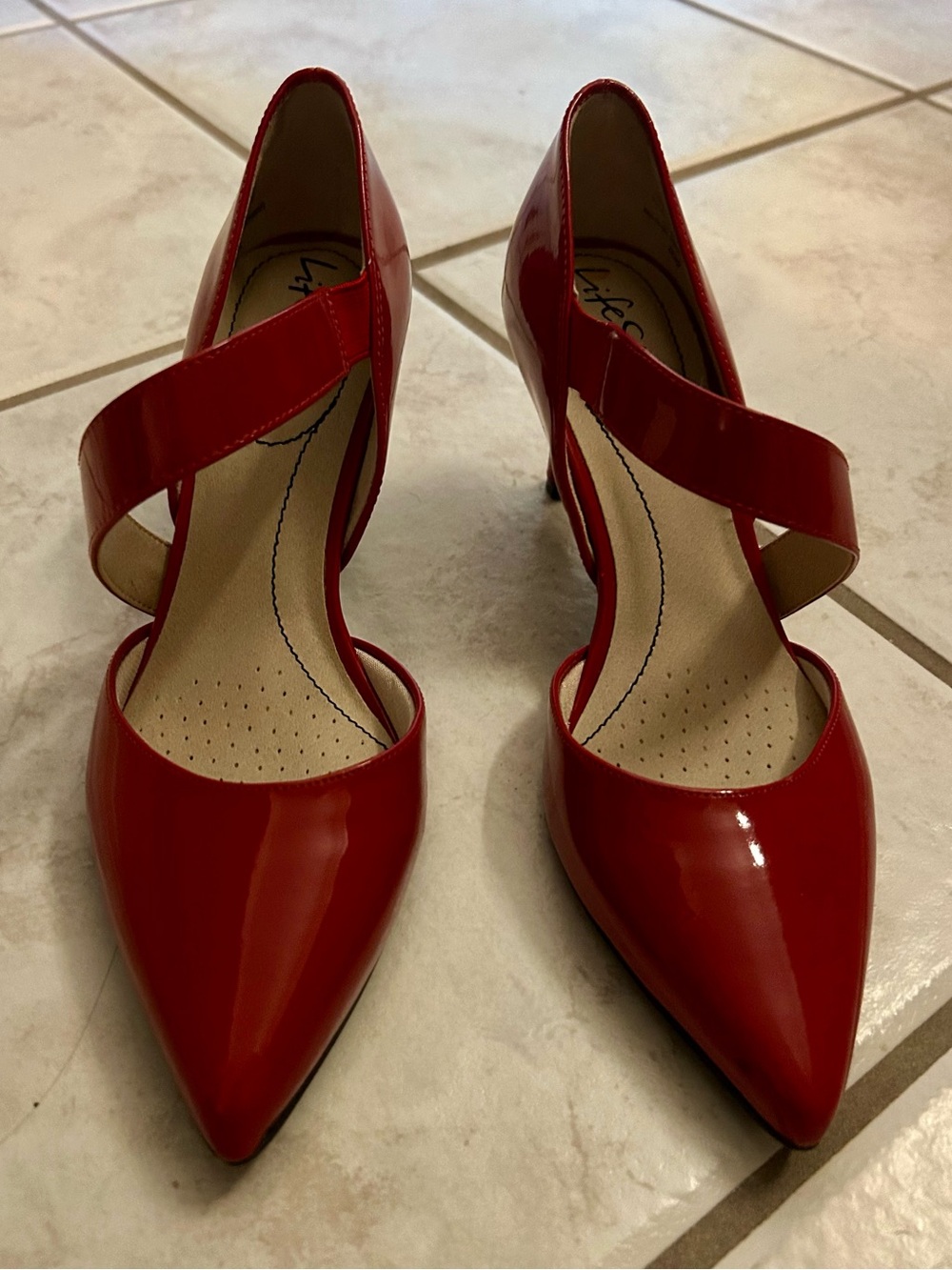 Lifestride Patent Pointed-Toe Heels with Cross Strap - Women